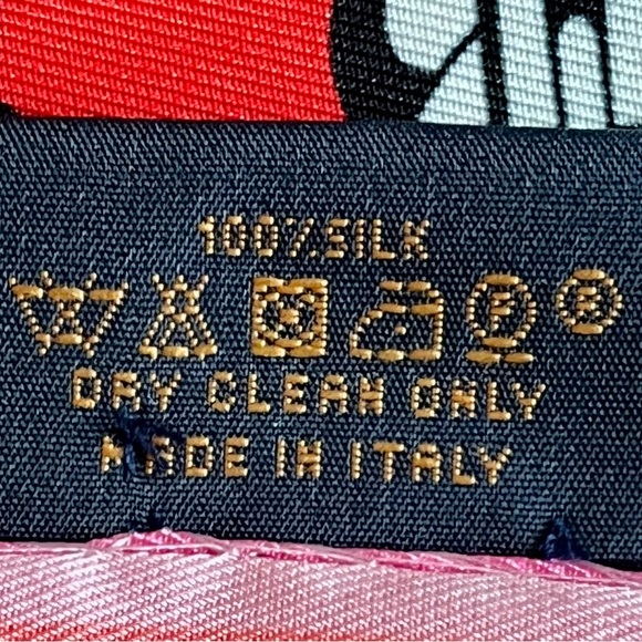 100% silk Vibrant Red Scarf with White and Black Accents - Picture 4 of 13